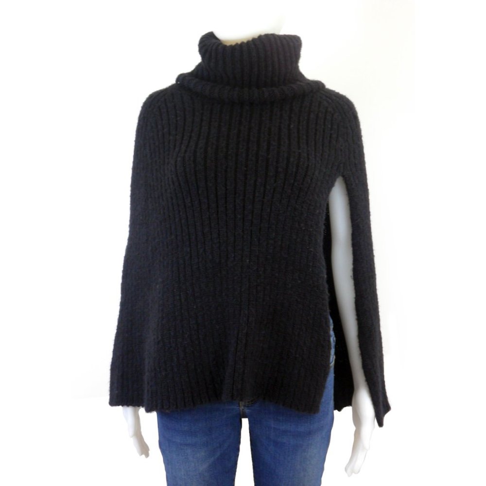 ECHO One Size Fits All Black Wool Sweater - Cape
